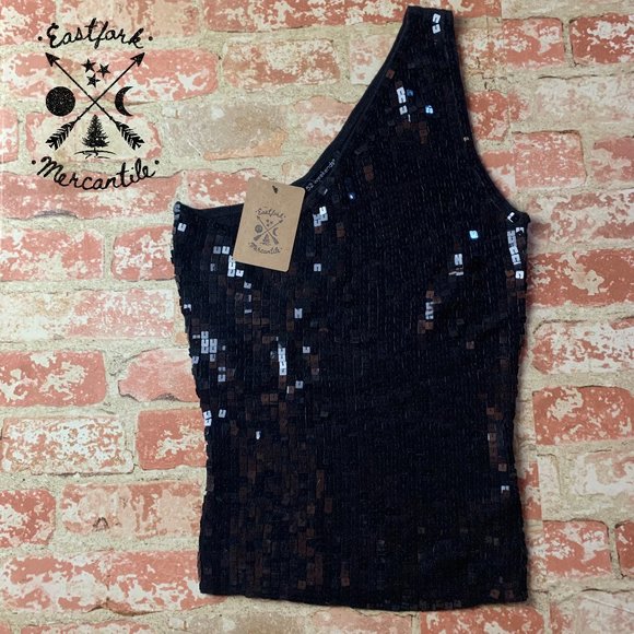52 WEEKENDS Ladies Off Shoulder Sequin Knit Tank Top M - Picture 1 of 3